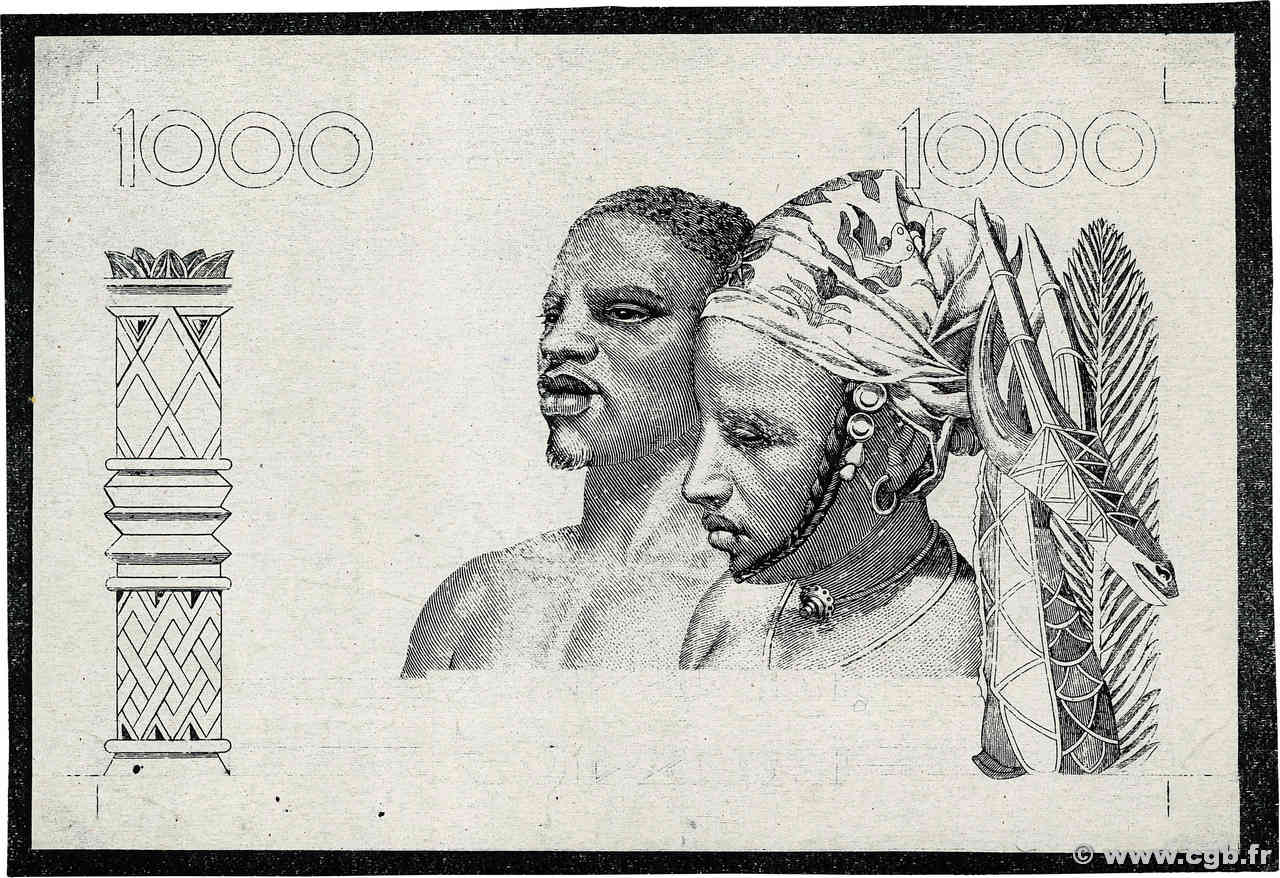 1000 Francs Photo ÉTATS DE L AFRIQUE DE L OUEST  1959 P.004p SPL
