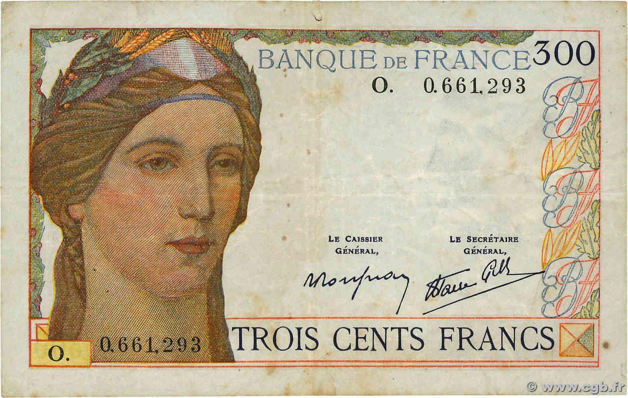 300 Francs FRANCE  1939 F.29.03 TB+