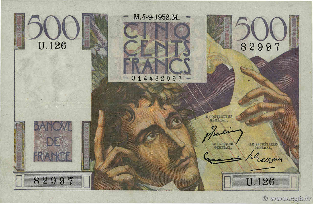 500 Francs CHATEAUBRIAND FRANCIA  1952 F.34.10 MBC