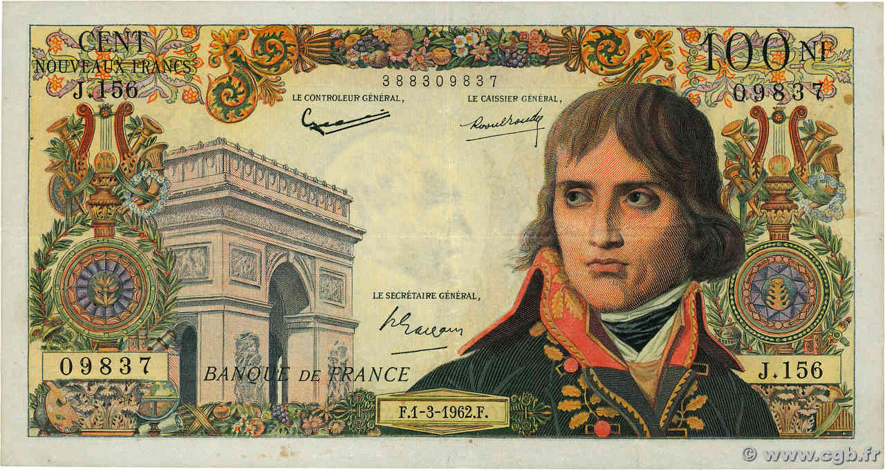 100 Nouveaux Francs BONAPARTE FRANCIA  1962 F.59.14 BB