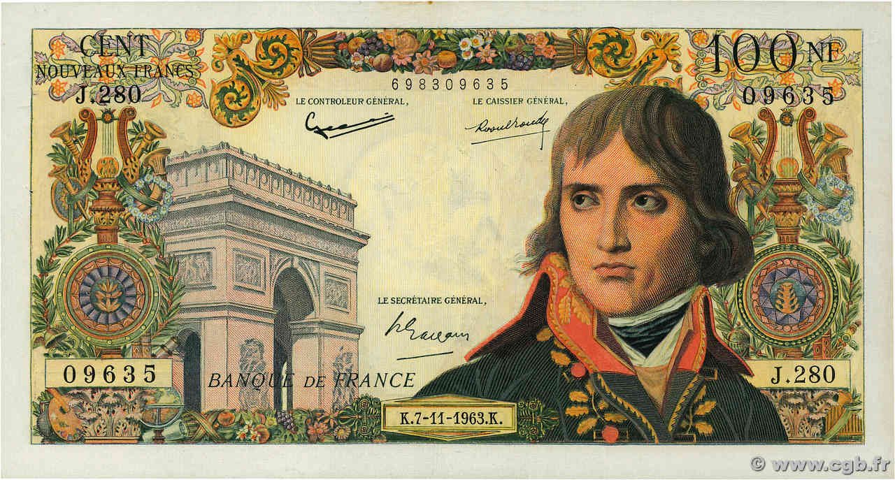 100 Nouveaux Francs BONAPARTE FRANCE  1963 F.59.24 VF+