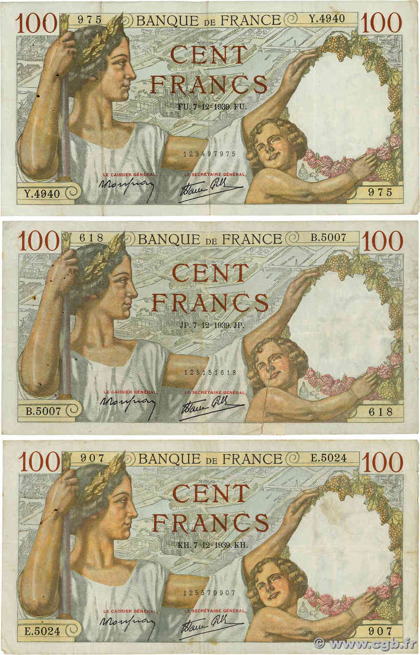 100 Francs SULLY Lot FRANCE  1939 F.26.17 F