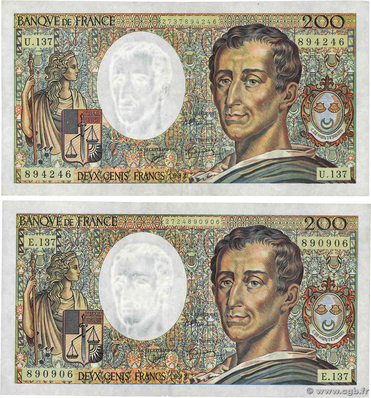 200 Francs MONTESQUIEU Lot FRANCE  1992 F.70.12c VF+