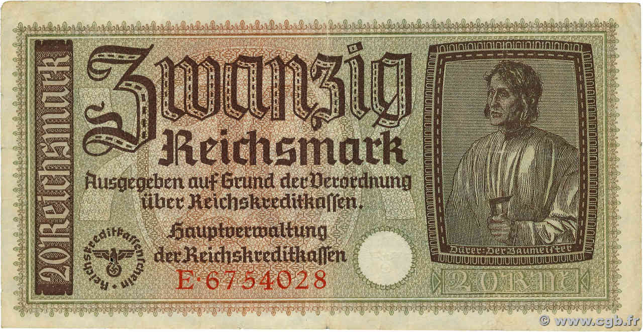 20 Reichsmark ALLEMAGNE  1940 P.R139 TB+