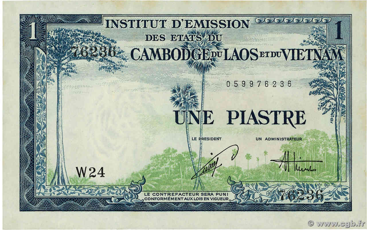 1 Piastre - 1 Dong INDOCHINE FRANÇAISE  1954 P.105 pr.NEUF