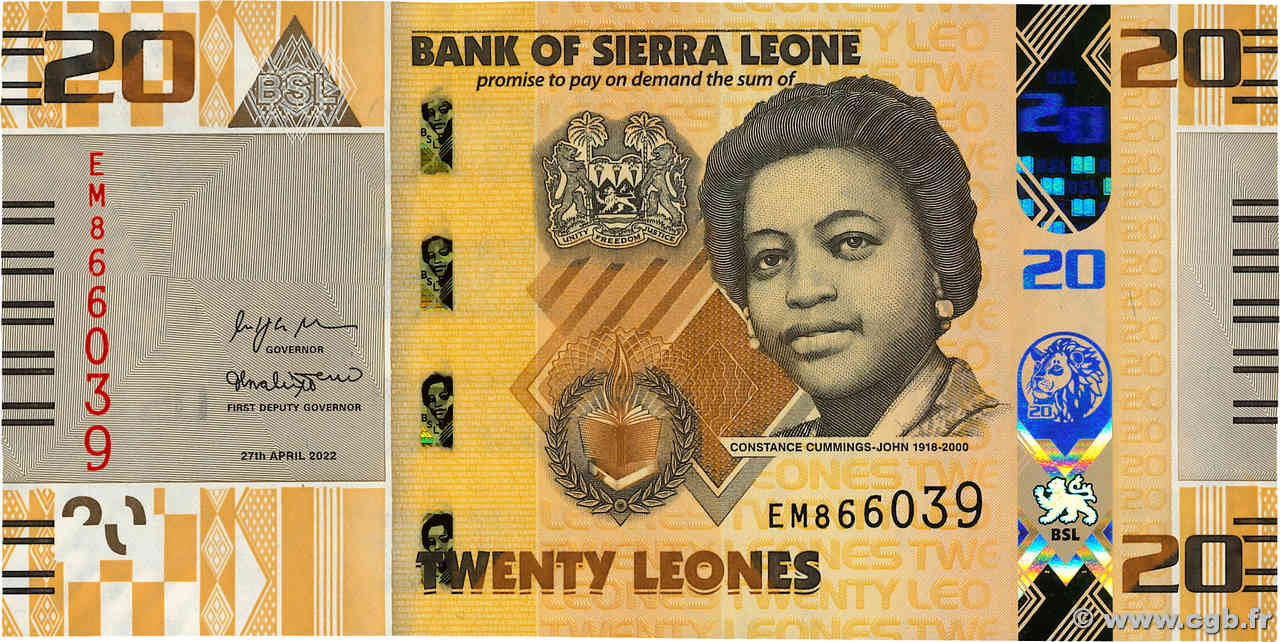 20 Leones SIERRA LEONE  2022 P.38 UNC-