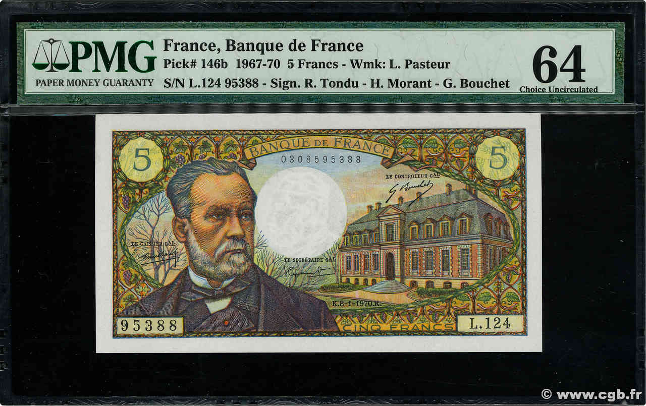 5 Francs PASTEUR FRANKREICH  1970 F.61.12 fST+
