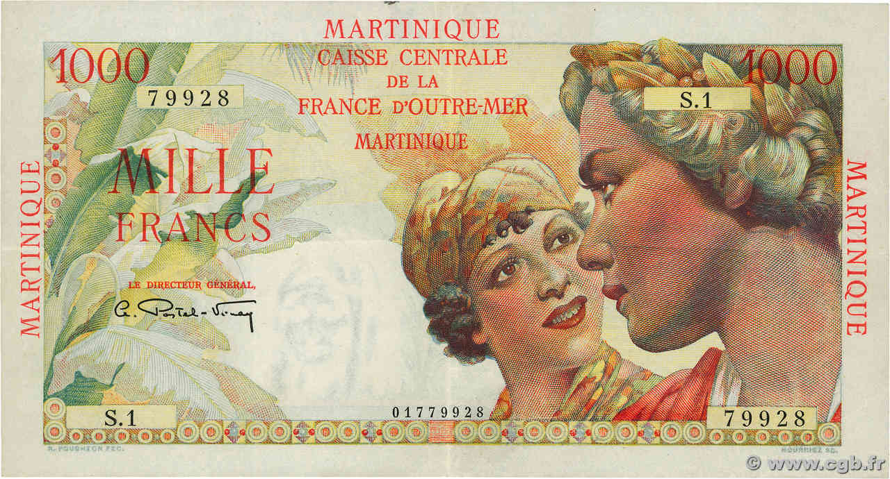 1000 Francs Union Française MARTINIQUE  1946 P.33 TTB+