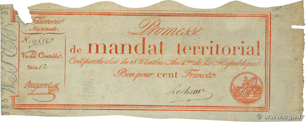100 Francs avec série FRANCE  1796 Ass.60b TTB