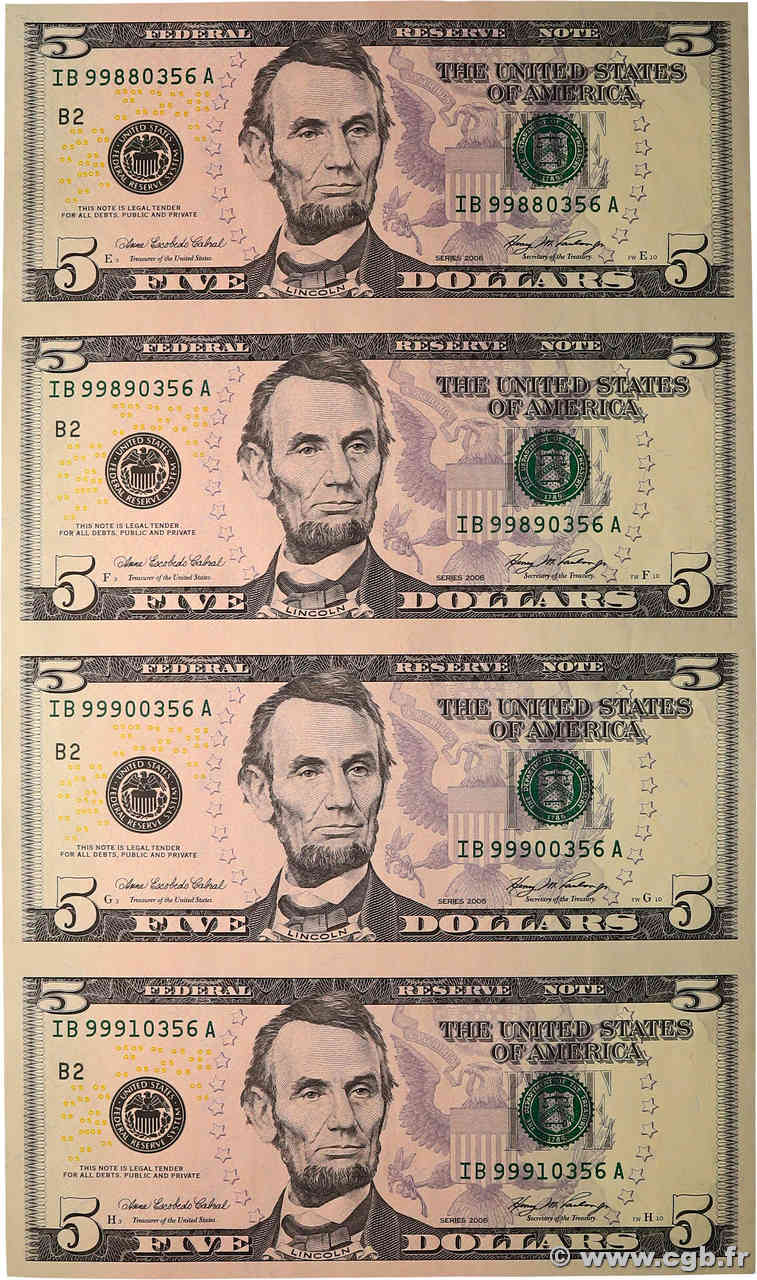 5 Dollars Set de présentation STATI UNITI D AMERICA New York 2006 P.524 FDC