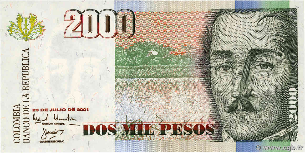 2000 Pesos COLOMBIE  2001 P.451b NEUF