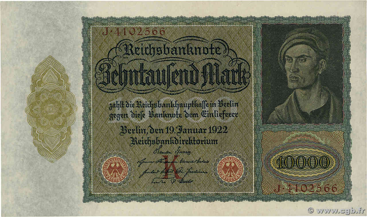 10000 Mark DEUTSCHLAND  1922 P.070 fST+