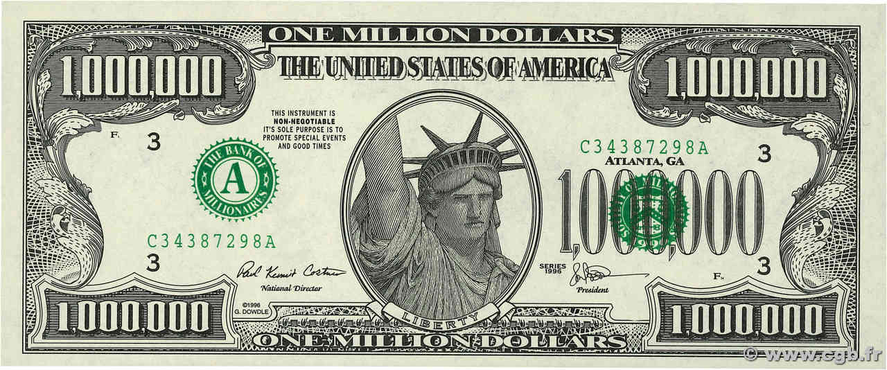 1000000 Dollars ÉTATS-UNIS D AMÉRIQUE  1996 P.- NEUF