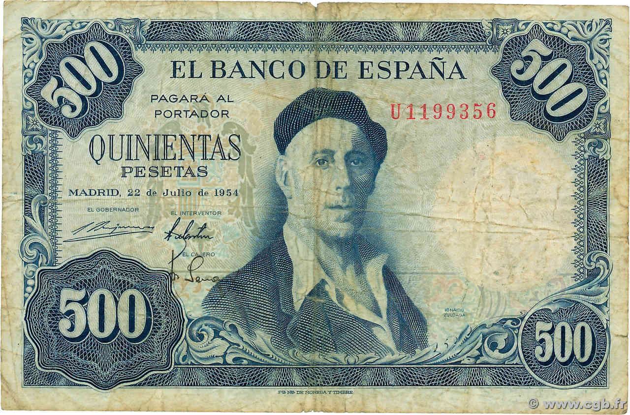 500 Pesetas ESPAÑA  1954 P.148 RC+