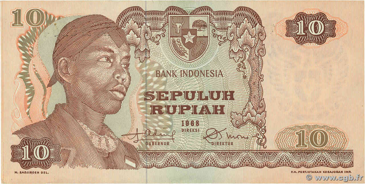 10 Rupiah Remplacement INDONESIEN  1968 P.105a fST