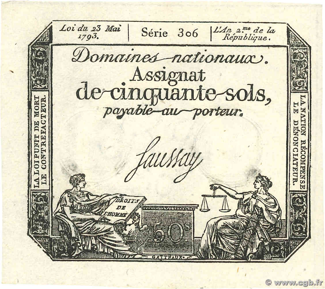 50 Sols FRANCE  1793 Ass.42b pr.NEUF