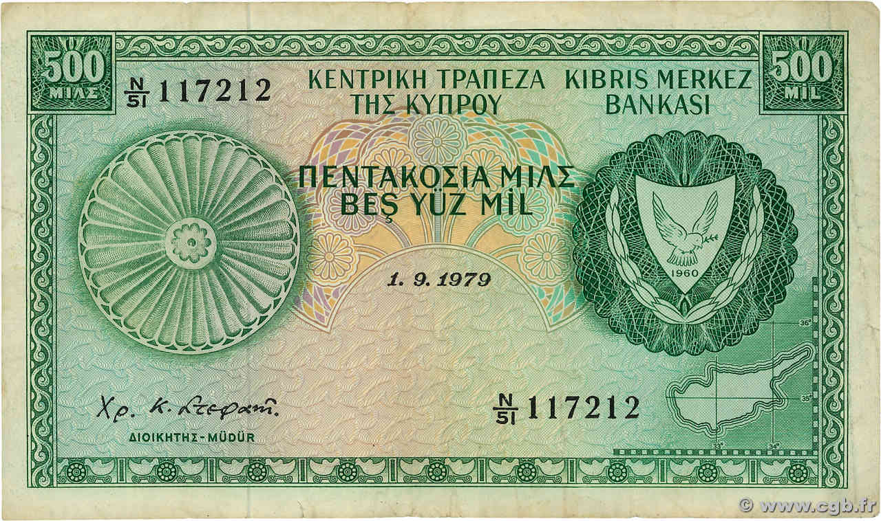 500 Mils CHYPRE  1979 P.42c pr.TTB