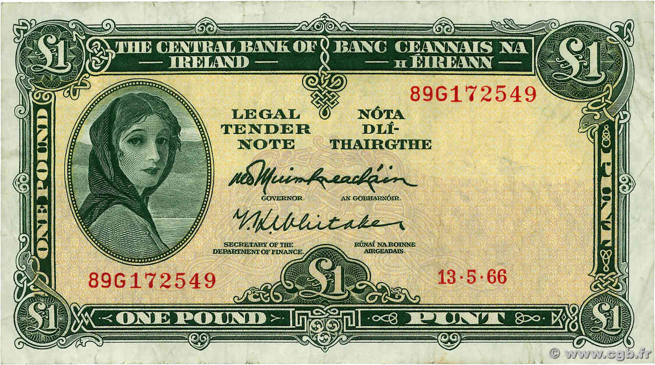 1 Pound IRELAND REPUBLIC  1966 P.064a F+