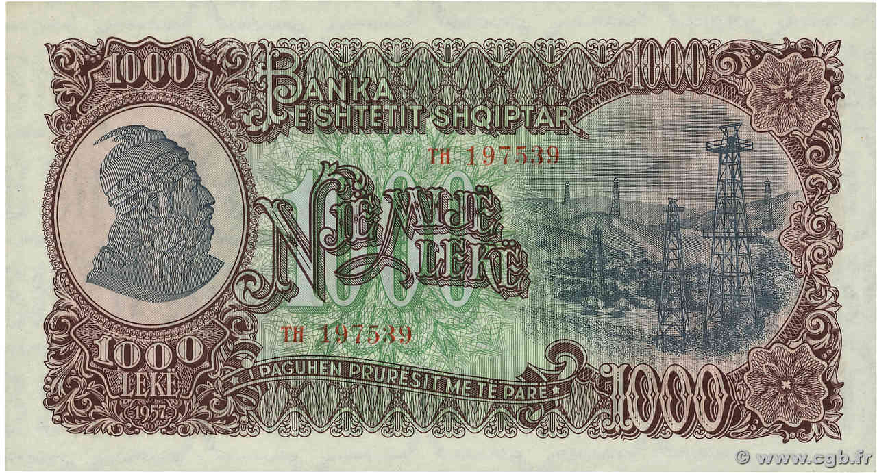 1000 Lekë ALBANIE  1957 P.32a SPL+