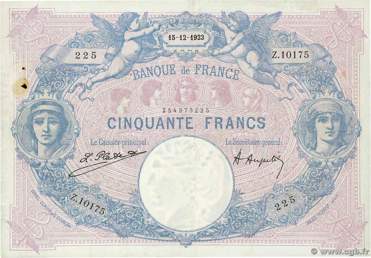 50 Francs BLEU ET ROSE FRANCIA  1923 F.14.36 MBC