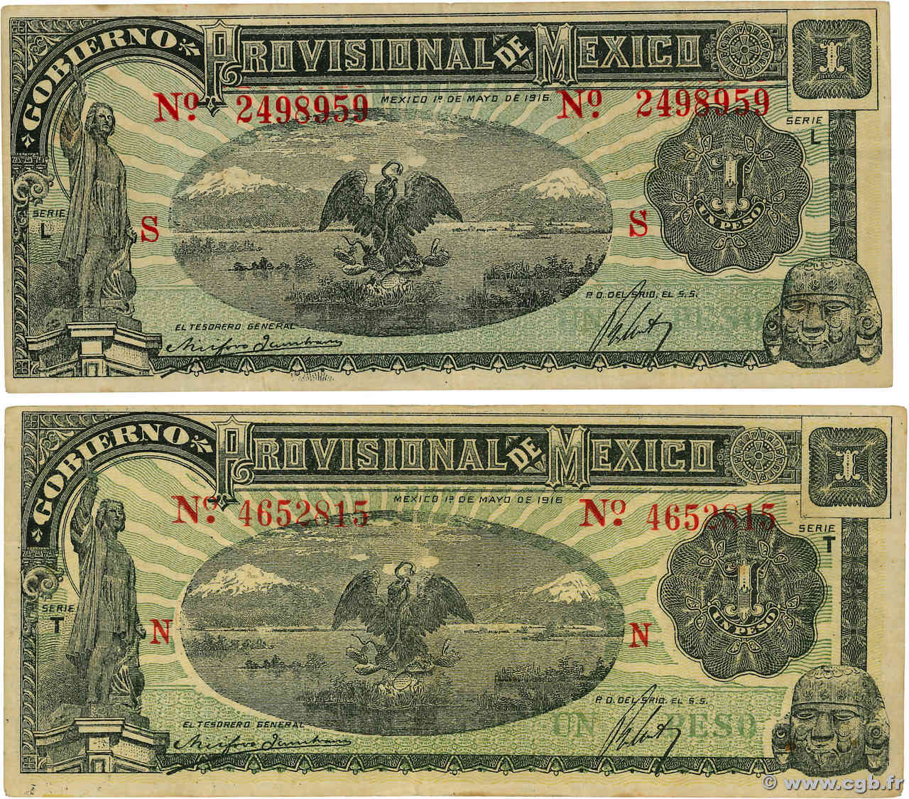 1 Peso Lot MEXIQUE  1916 PS.0709 TB+