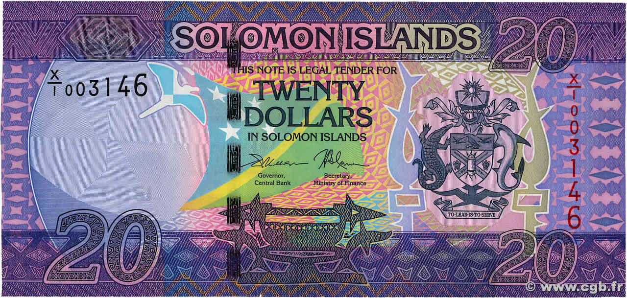 20 Dollars Remplacement ÎLES SALOMON  2017 P.34r NEUF