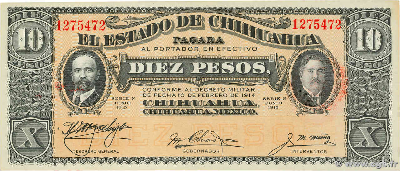 10 Pesos MEXIQUE  1915 PS.0535a pr.NEUF