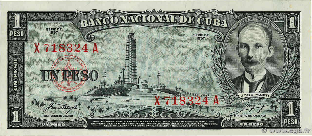 1 Peso KUBA  1957 P.087b ST