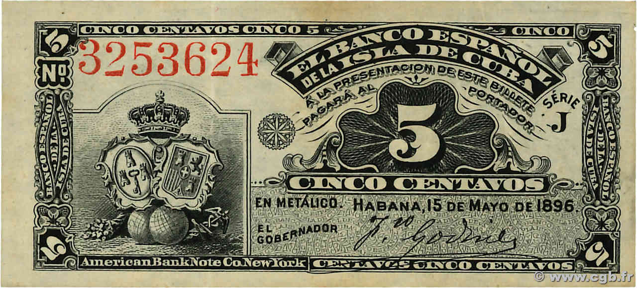 5 Centavos CUBA  1896 P.045a SUP