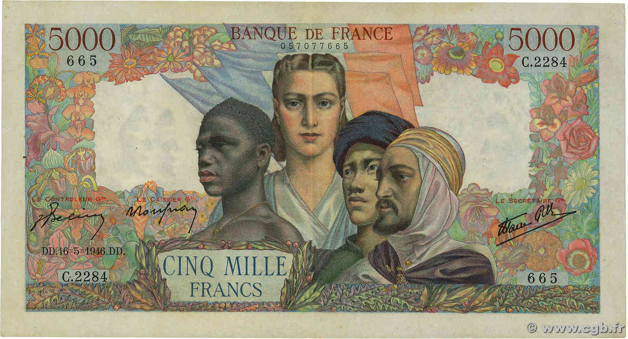 5000 Francs EMPIRE FRANÇAIS FRANCE  1946 F.47.53 pr.SUP