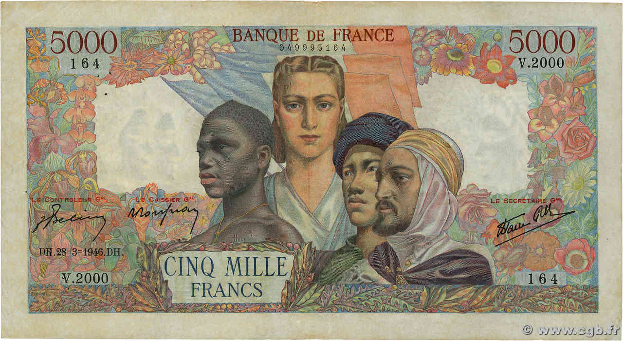 5000 Francs EMPIRE FRANÇAIS FRANCE  1946 F.47.51 VF