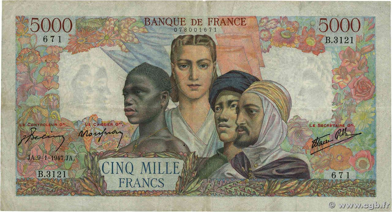 5000 Francs EMPIRE FRANÇAIS FRANCIA  1947 F.47.58 q.BB