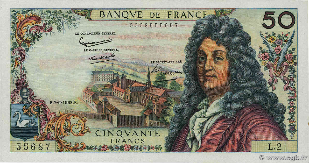 50 Francs RACINE FRANCIA  1962 F.64.01 MBC+