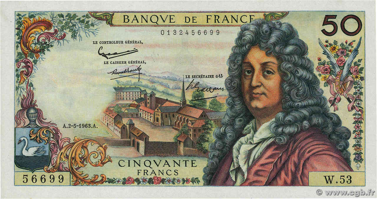 50 Francs RACINE FRANCE  1963 F.64.05 XF-