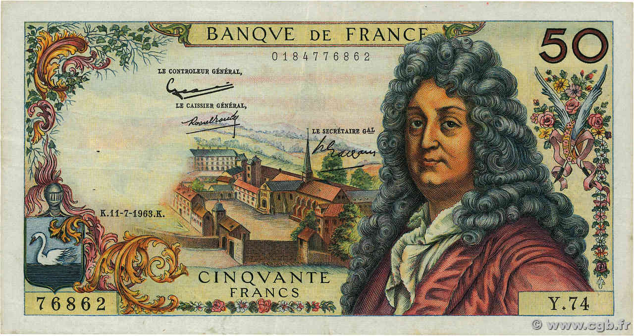 50 Francs RACINE FRANCE  1963 F.64.06 VF