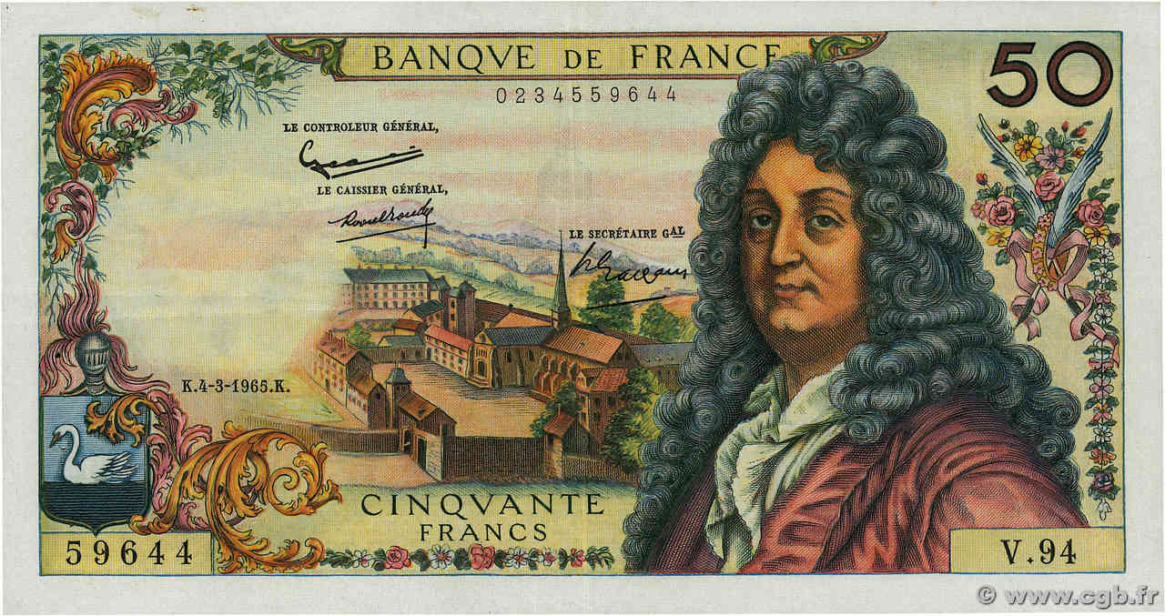 50 Francs RACINE FRANCE  1965 F.64.08 SUP