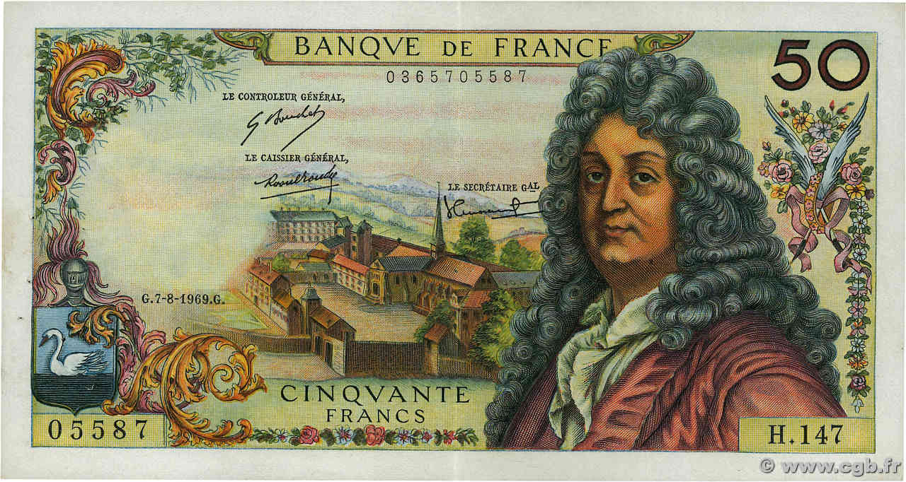 50 Francs RACINE FRANCE  1969 F.64.14 SUP