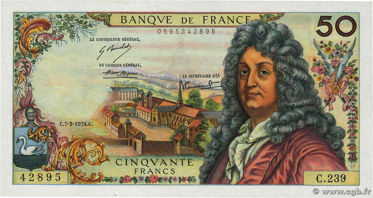 50 Francs RACINE FRANKREICH  1974 F.64.26 fST+