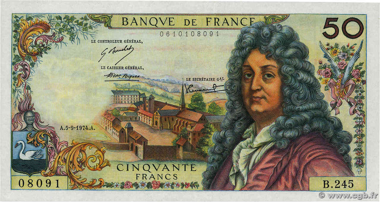 50 Francs RACINE FRANCIA  1974 F.64.27 SPL+