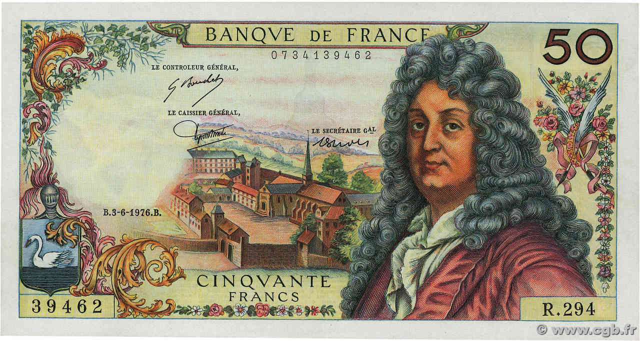 50 Francs RACINE FRANCE  1976 F.64.33 XF+