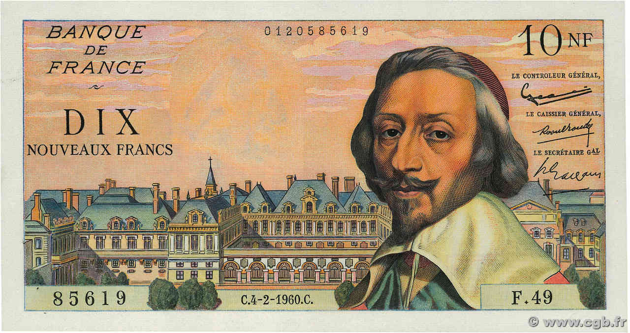 10 Nouveaux Francs RICHELIEU FRANKREICH  1960 F.57.05 fST
