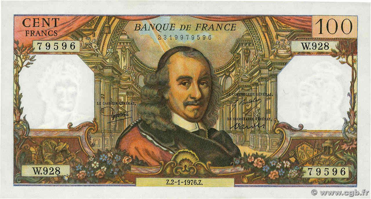 100 Francs CORNEILLE FRANKREICH  1976 F.65.51 VZ+