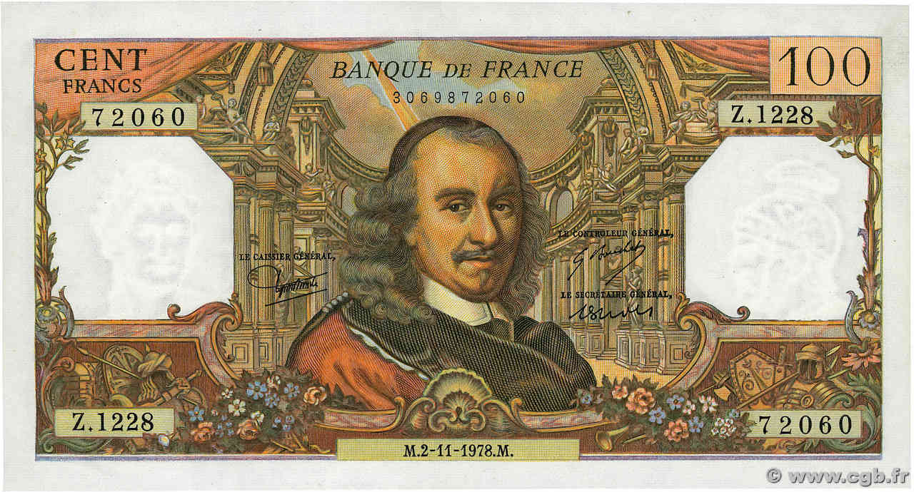 100 Francs CORNEILLE FRANCIA  1978 F.65.64 SC+