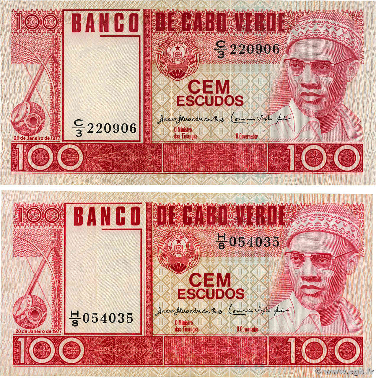 100 Escudos Lot CABO VERDE  1977 P.54 MBC