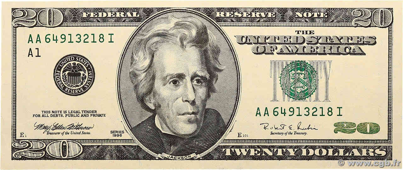 20 Dollars UNITED STATES OF AMERICA Boston 1996 P.501 AU