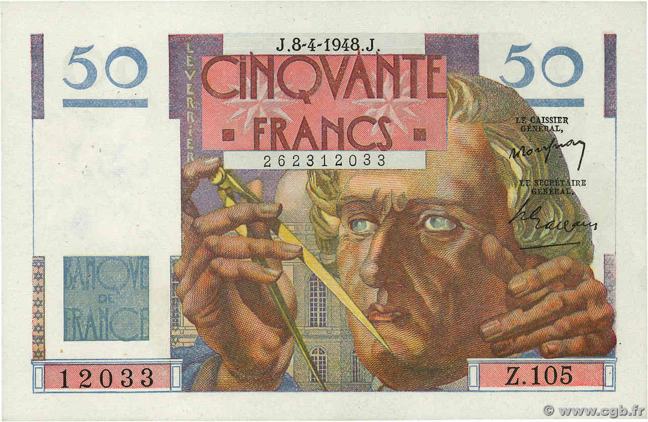 50 Francs LE VERRIER FRANKREICH  1948 F.20.10 VZ