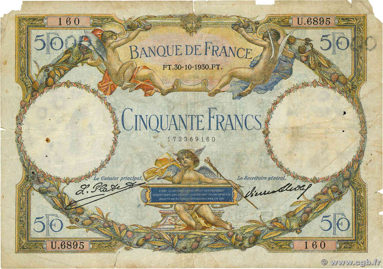 50 Francs LUC OLIVIER MERSON type modifié FRANKREICH  1930 F.16.01 GE