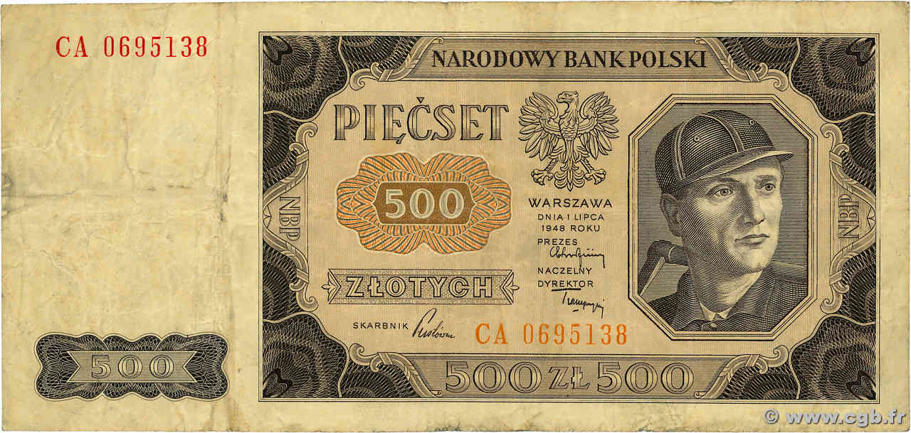 500 Zlotych POLOGNE  1948 P.140 pr.TB