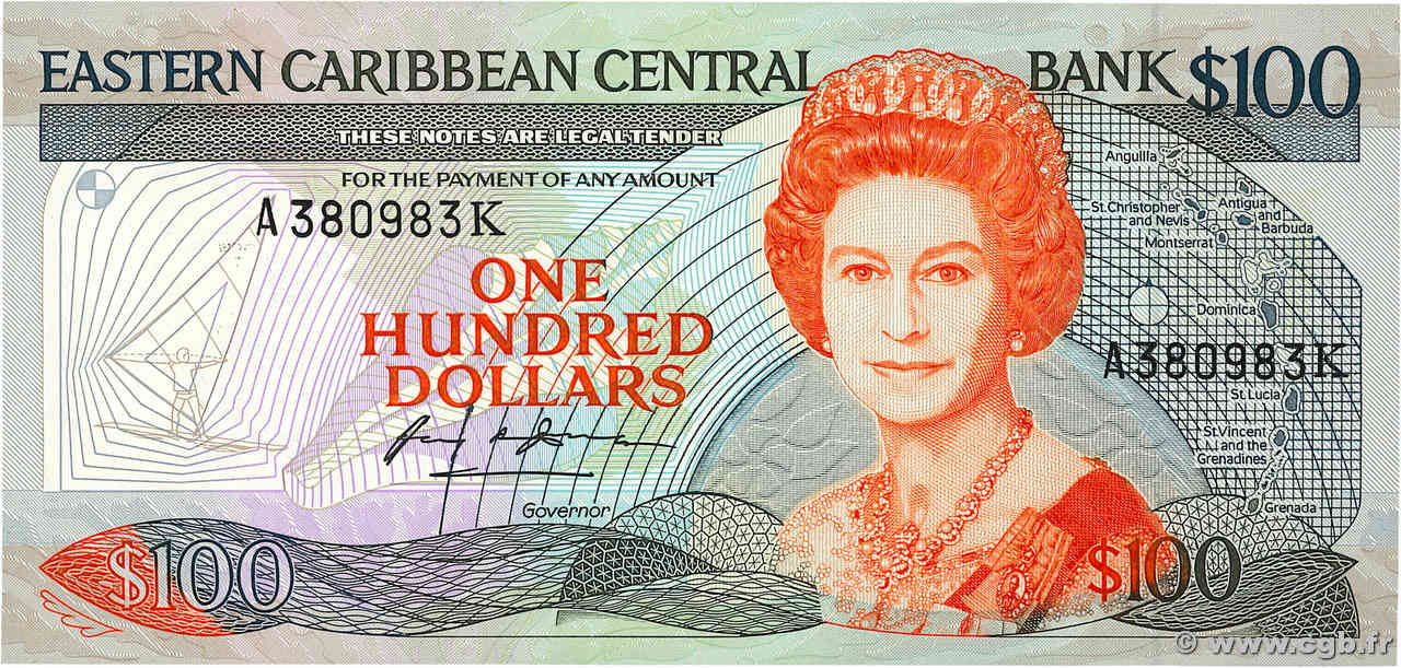 100 Dollars EAST CARIBBEAN STATES  1986 P.20k fST+