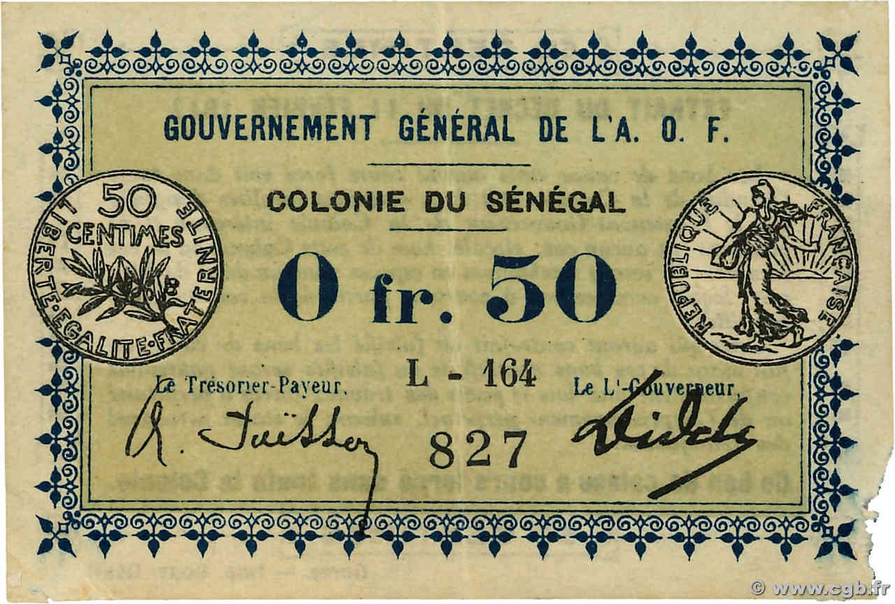 50 Centimes SENEGAL  1917 P.01c XF-